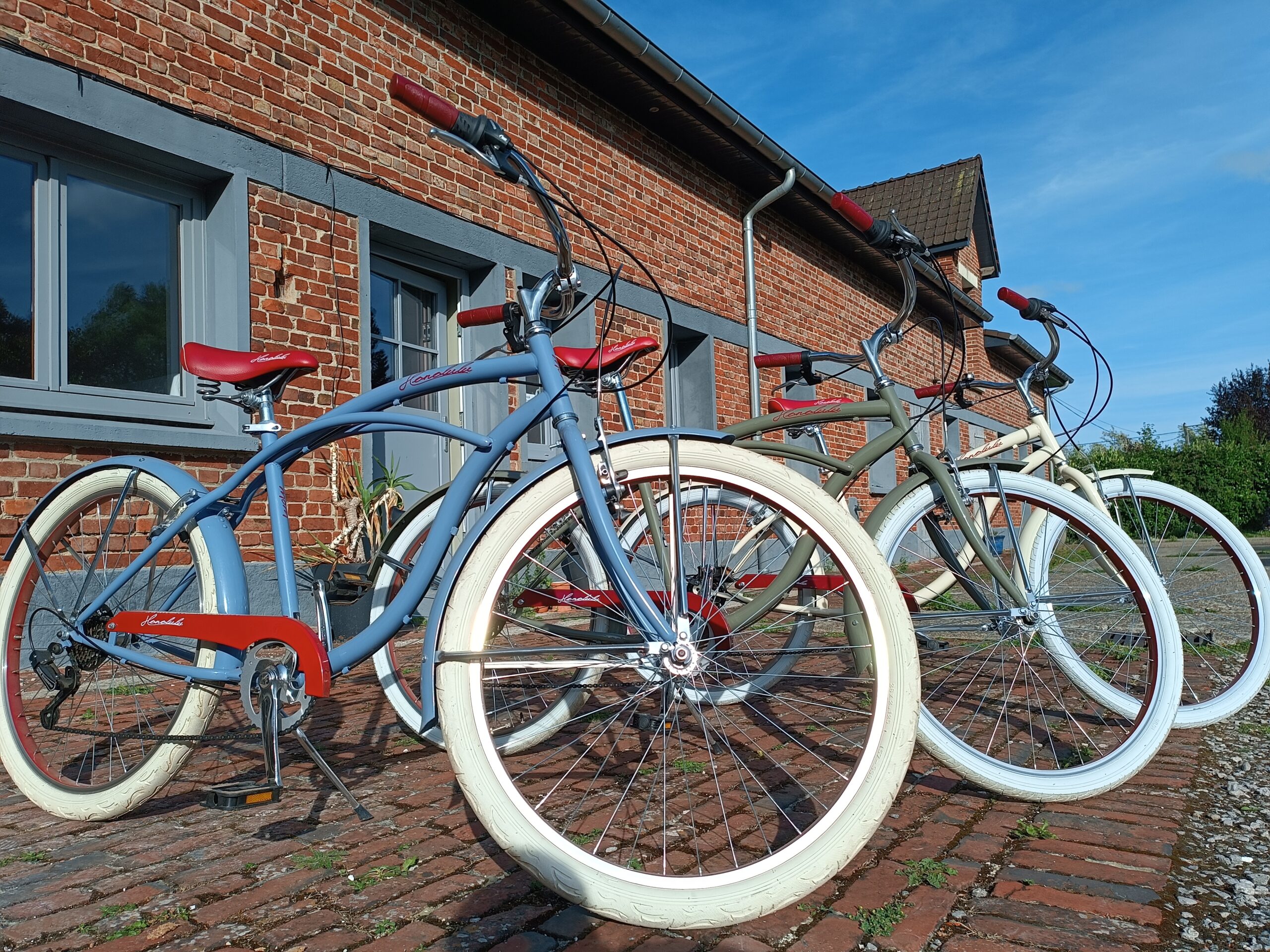 Vélos californiens disponibles à la location au Bloemstraete
